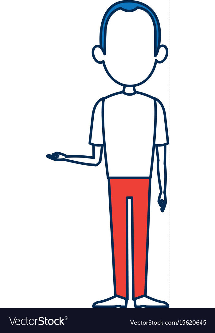 Standing man people character with orange Vector Image