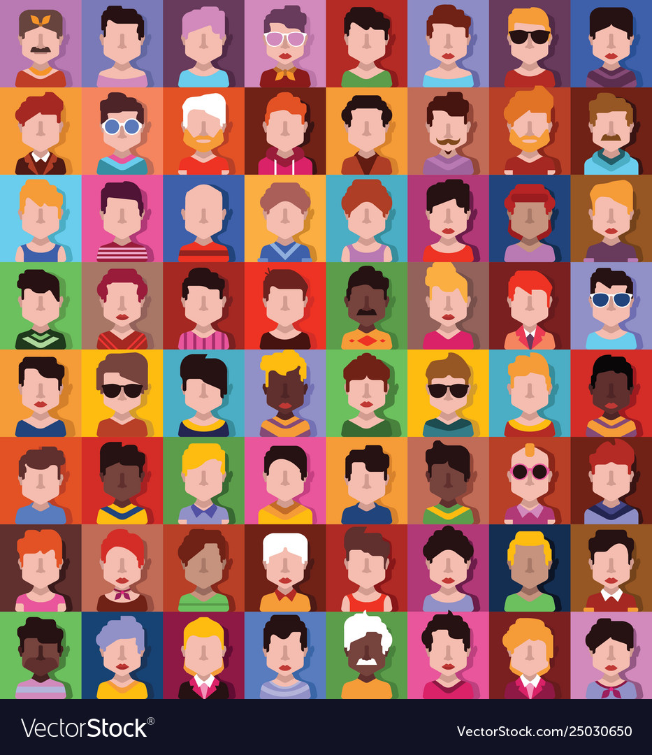 Avatar set stylized people Royalty Free Vector Image