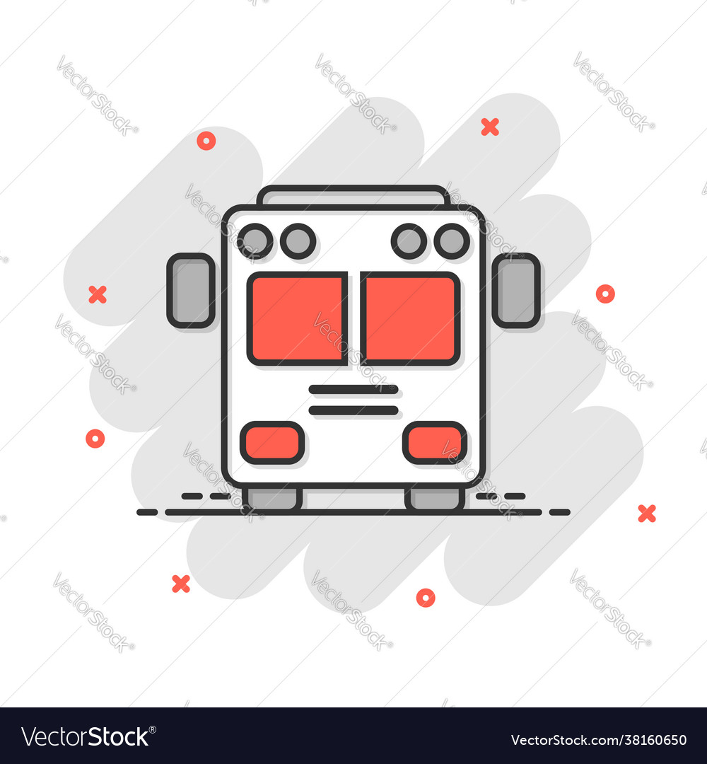 Bus icon in comic style coach car cartoon Vector Image Bus icon in comic style coach car cartoon Vector Image