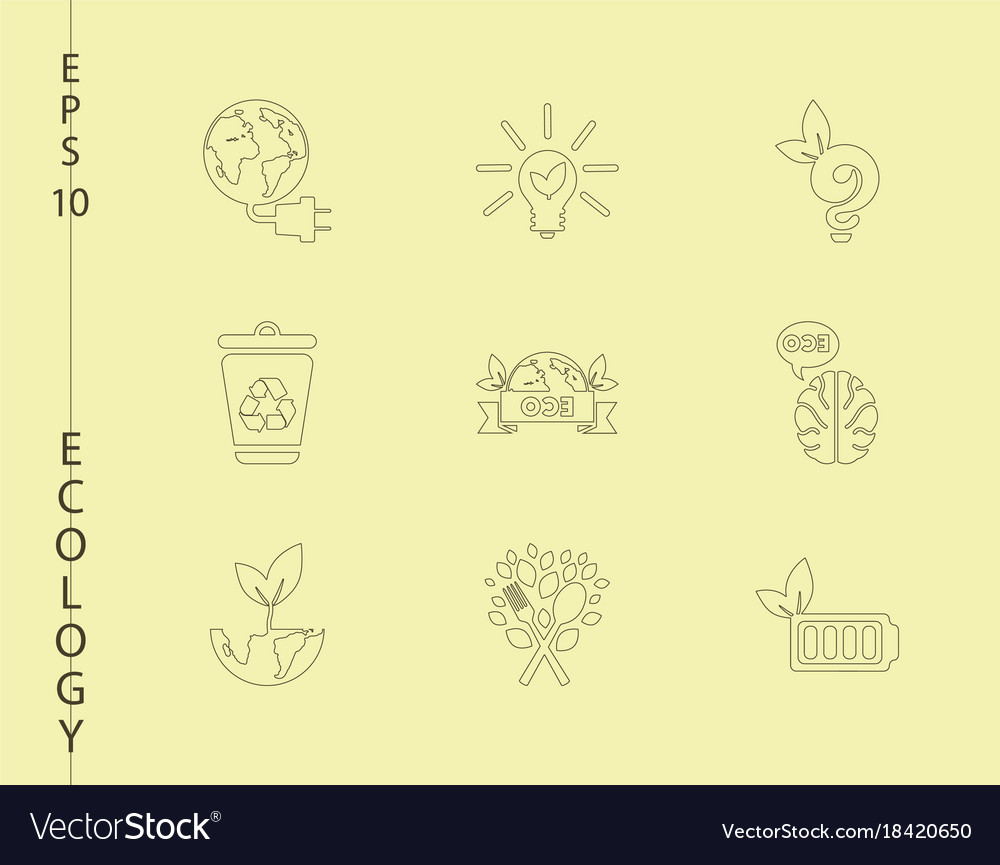 Green ecology and environment icon set in format Vector Image