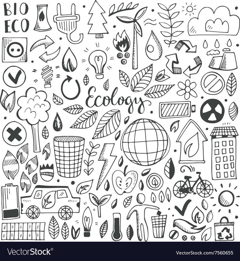 Hand drawn sketch elements set Royalty Free Vector Image