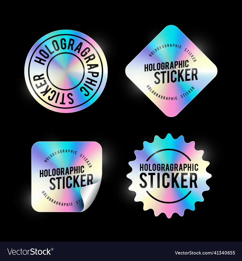 Holographic sticker set Royalty Free Vector Image