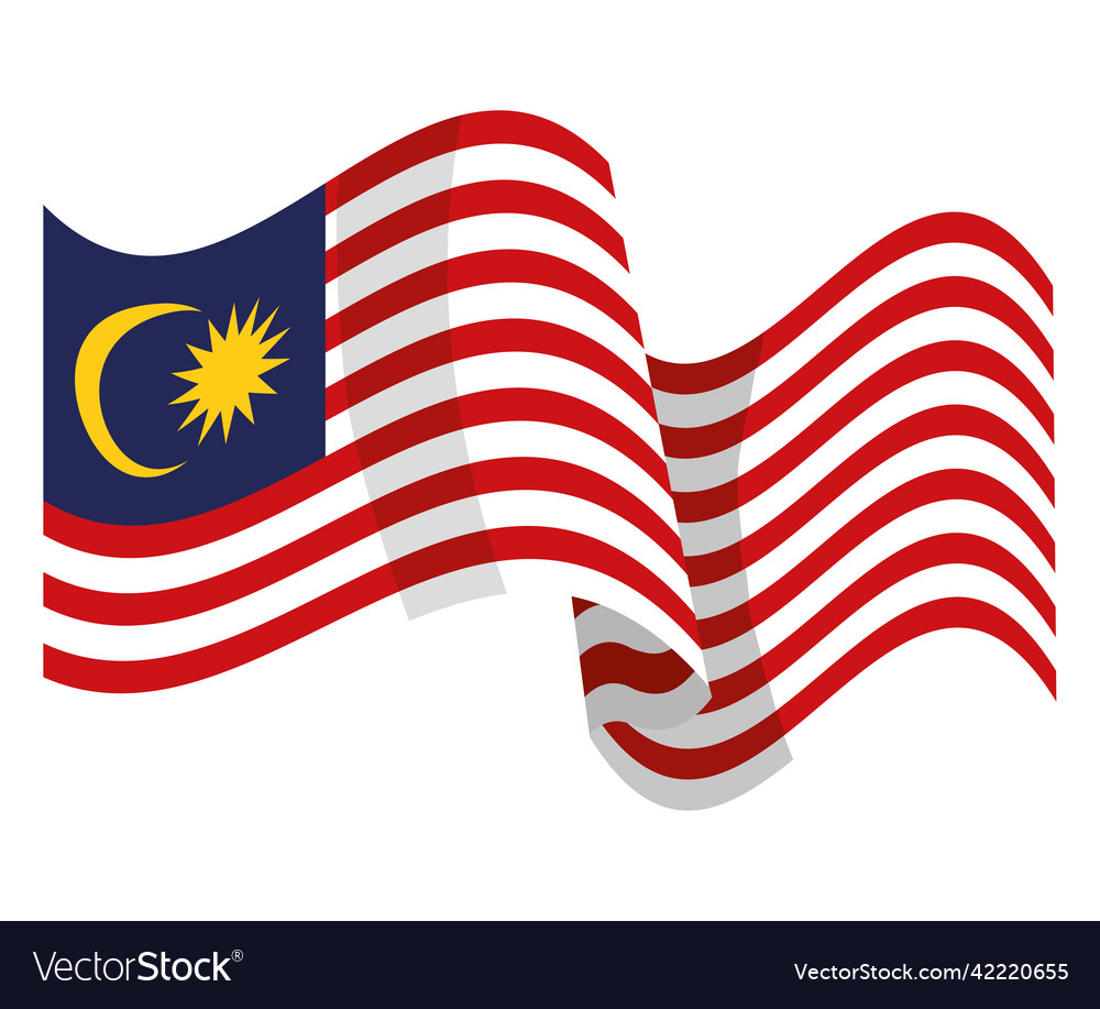 Malaysia flag waving Royalty Free Vector Image