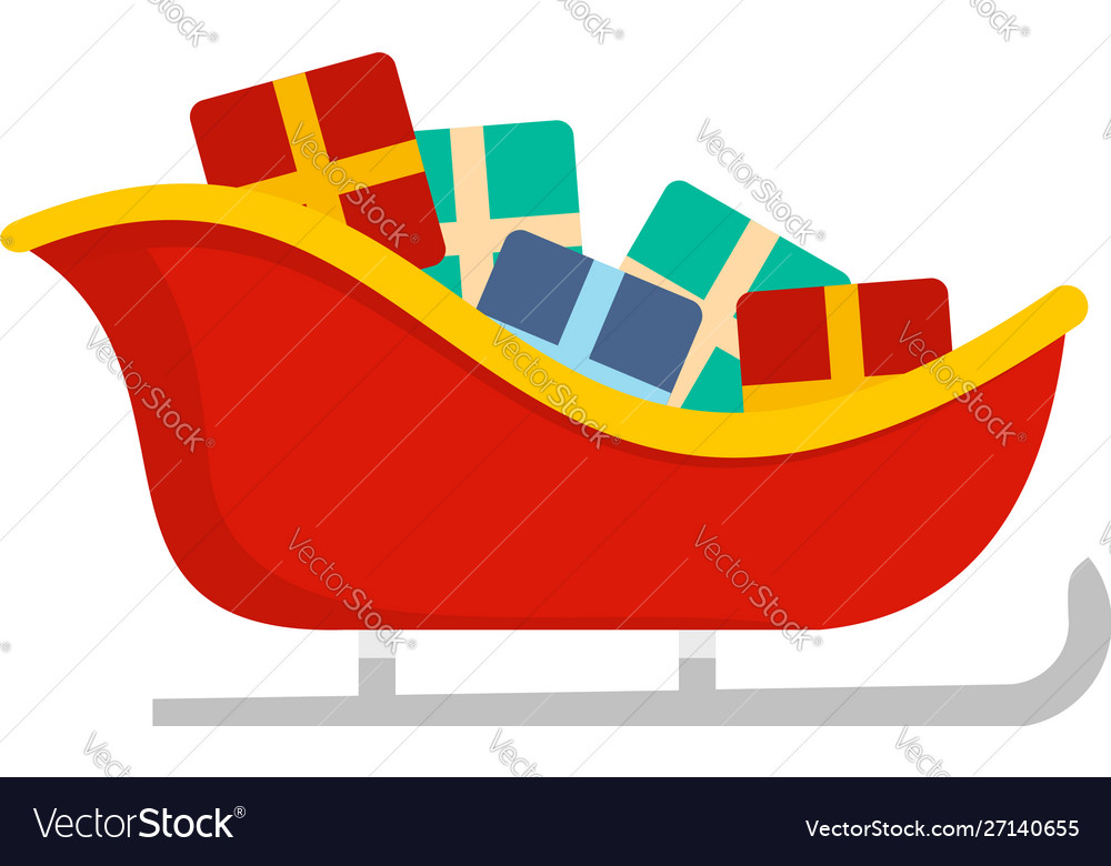 Santa Sleigh Icon Flat Style Royalty Free Vector Image