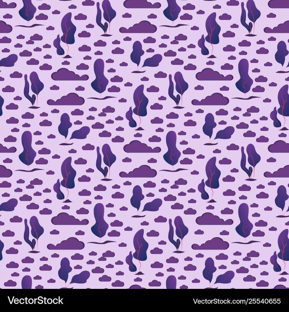 Seamless pattern trees and clouds background Vector Image