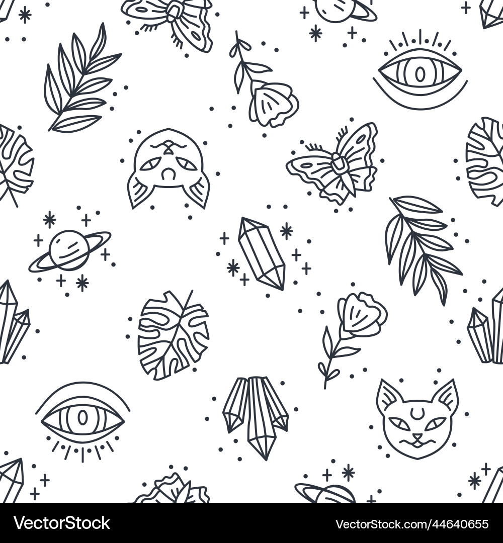 Seamless pattern with mystical boho elements Vector Image