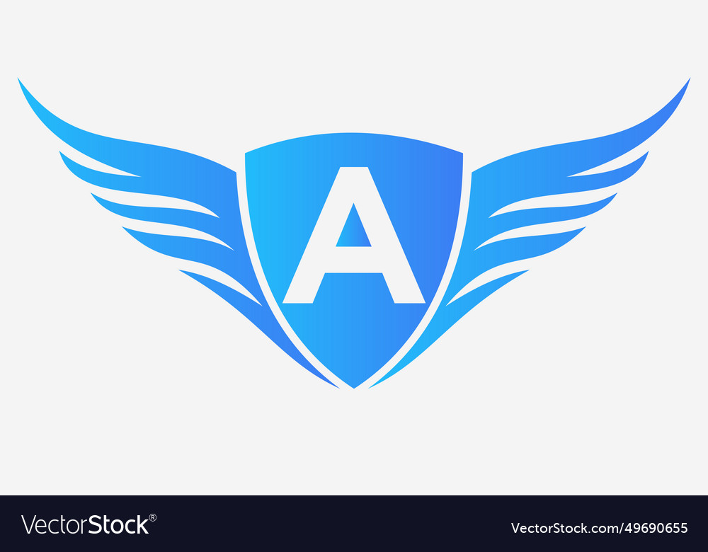 Wing logo on letter a for transportation symbol Vector Image