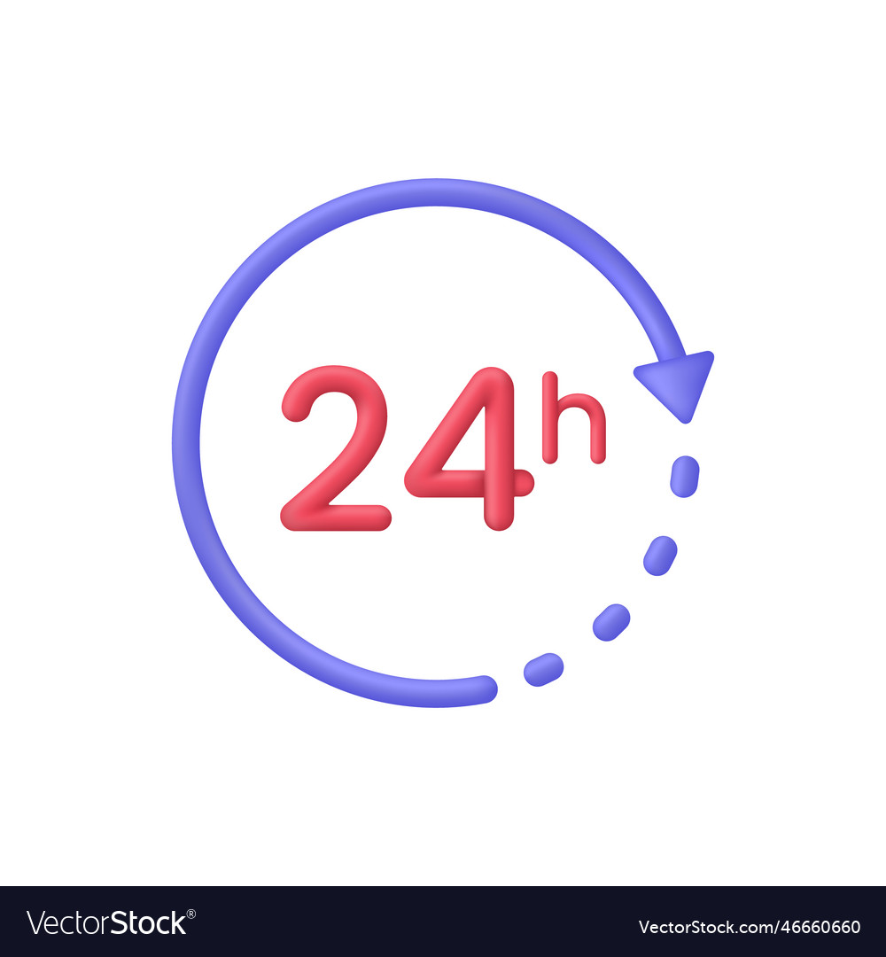 3d alarm clock 24 hours icon Royalty Free Vector Image