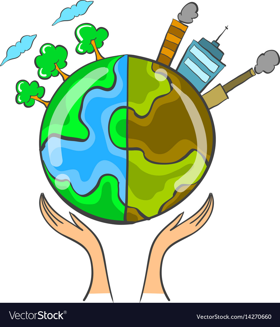 Collection Bad Environment World Doodle Royalty Free Vector