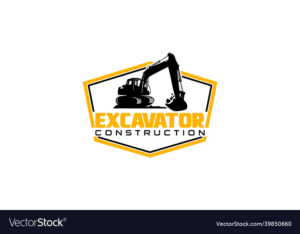 Excavator logo template heavy equipment logo Vector Image