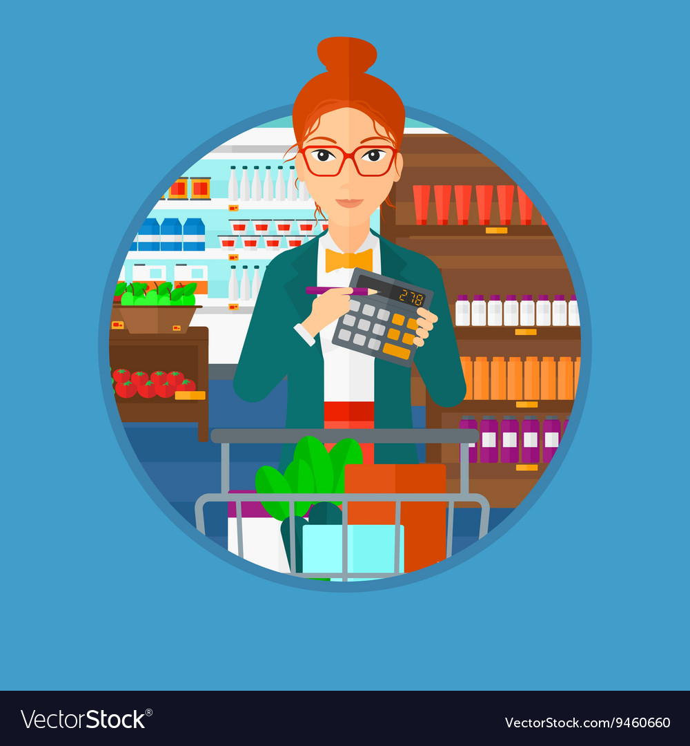 Man counting on calculator Royalty Free Vector Image