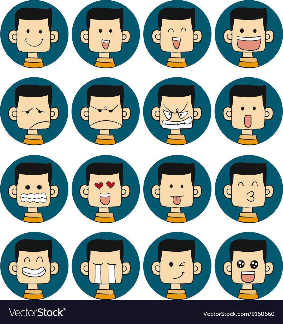 Men emotions faces Royalty Free Vector Image - VectorStock