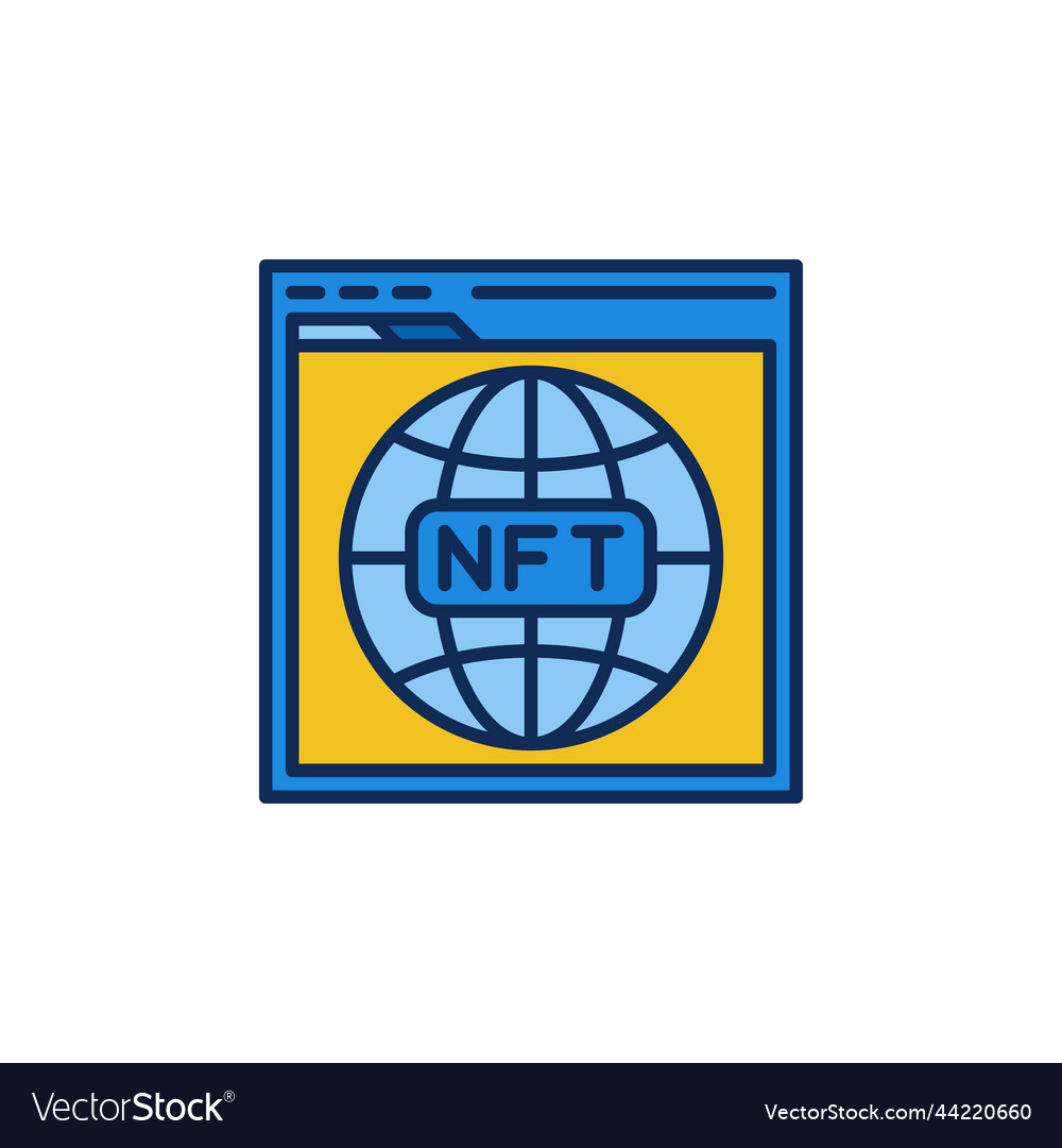 Nft inside browser colored icon - non-fungible Vector Image