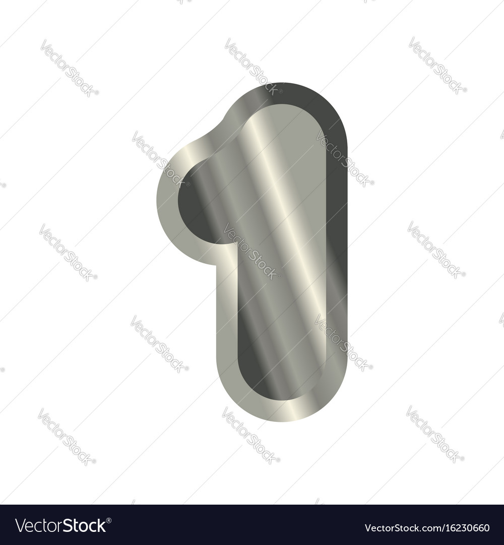 Number 1 Steel Metal Font One Silver Alphabet Vector Image