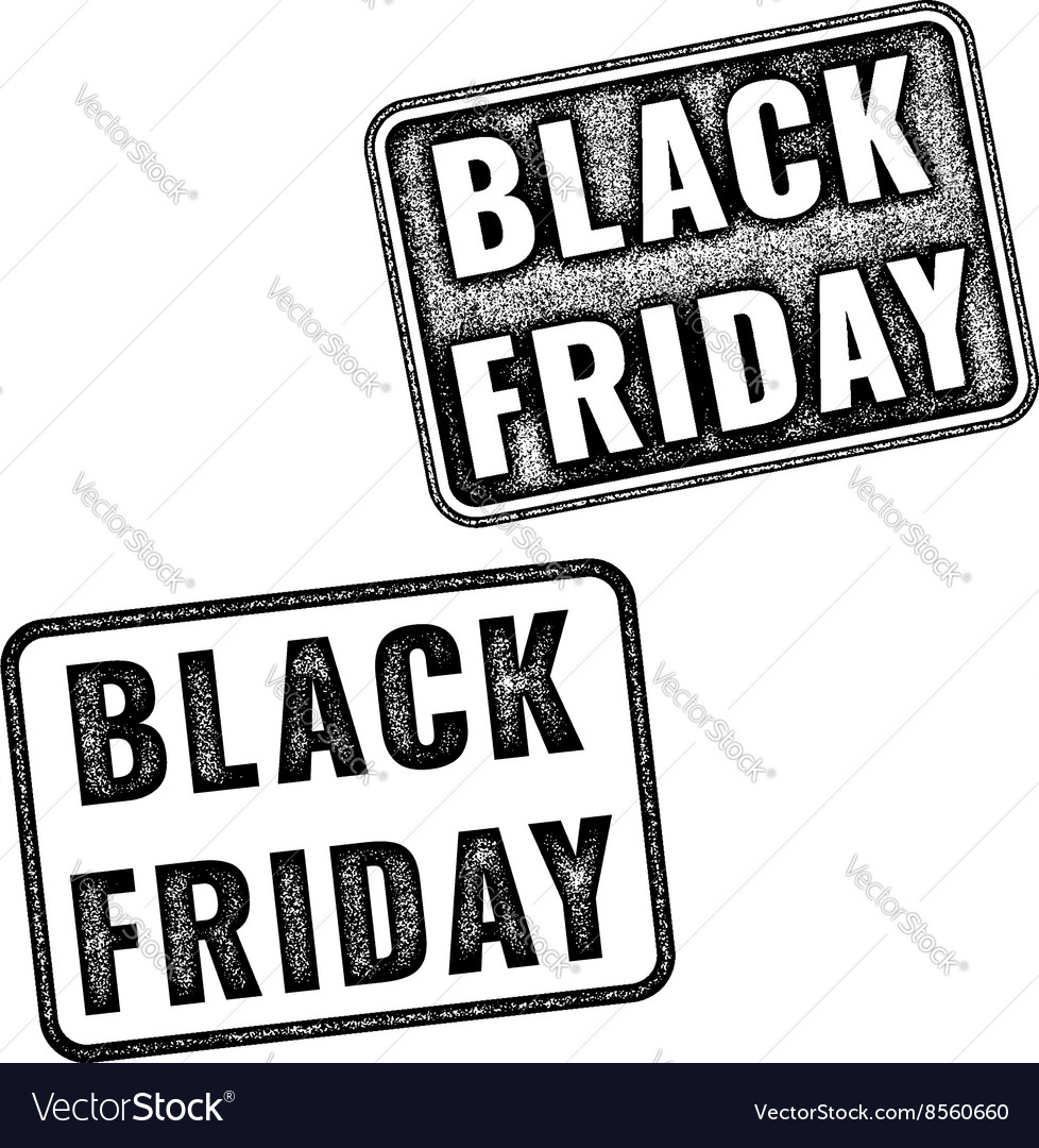 Two black realistic black friday stamps Royalty Free Vector