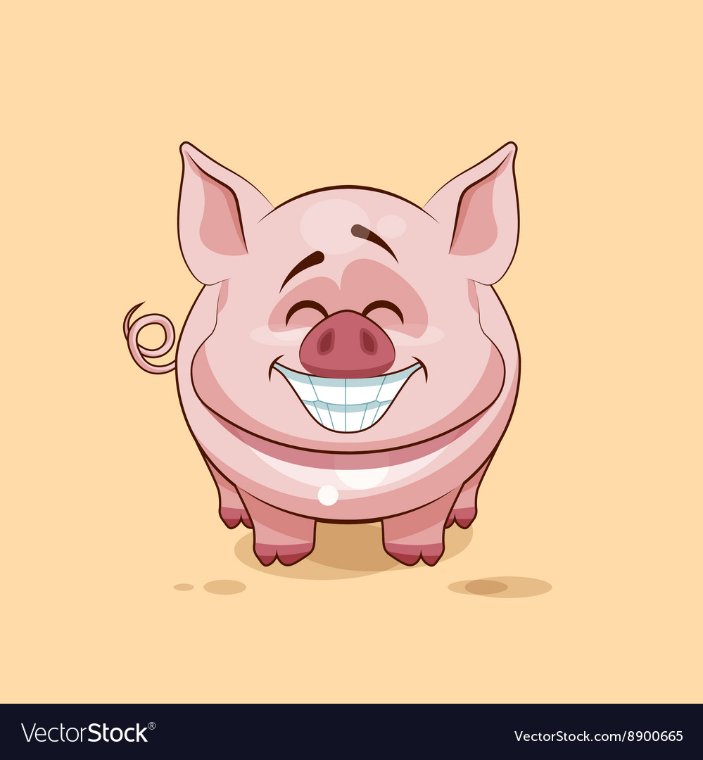 Isolated emoji character cartoon pig with a huge Vector Image Isolated emoji character cartoon pig with a huge Vector Image