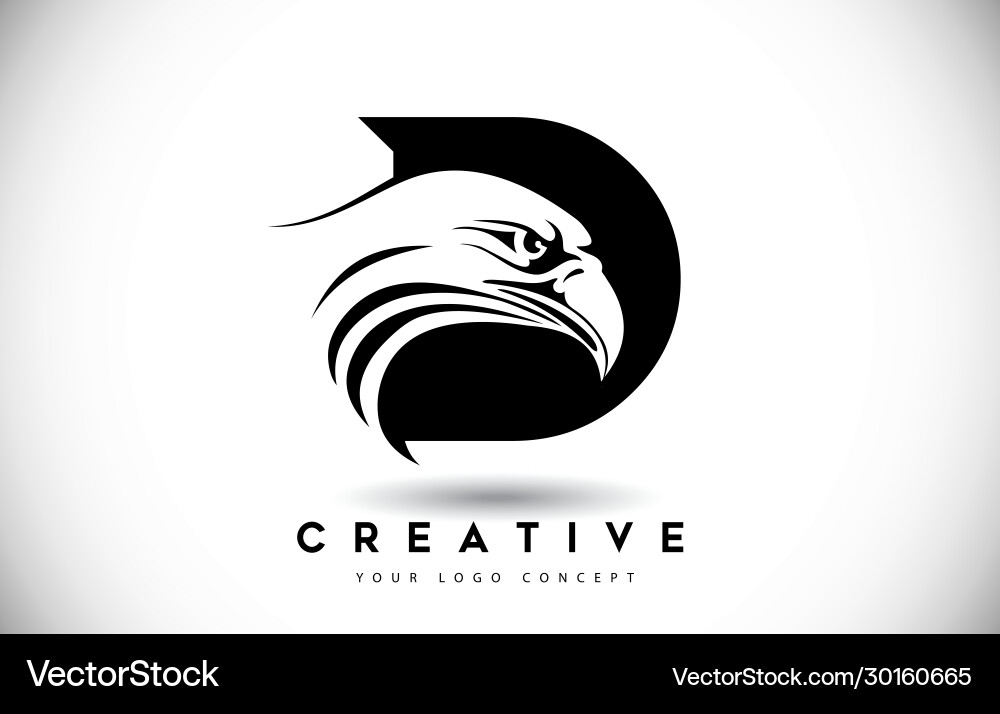 Letter d eagle logo with creative eagle head Vector Image