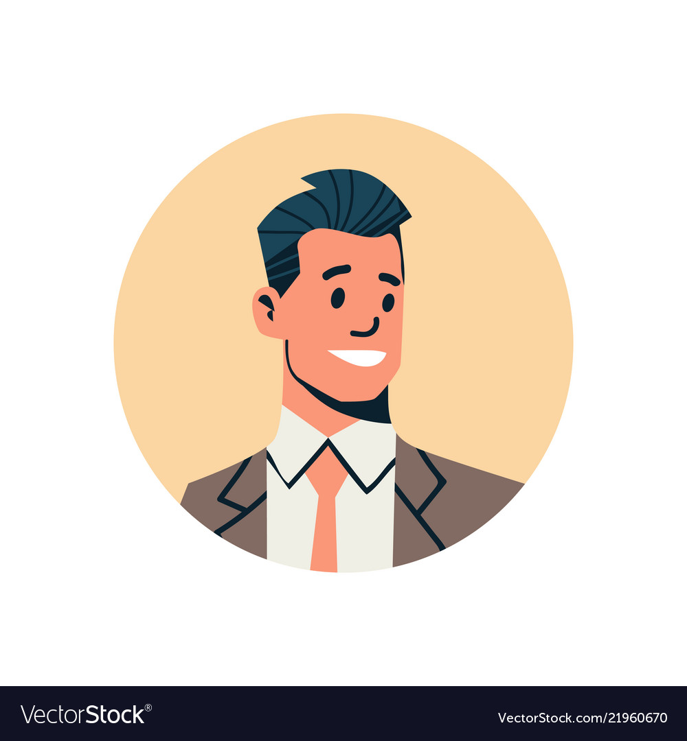 Brunette businessman avatar man face profile icon