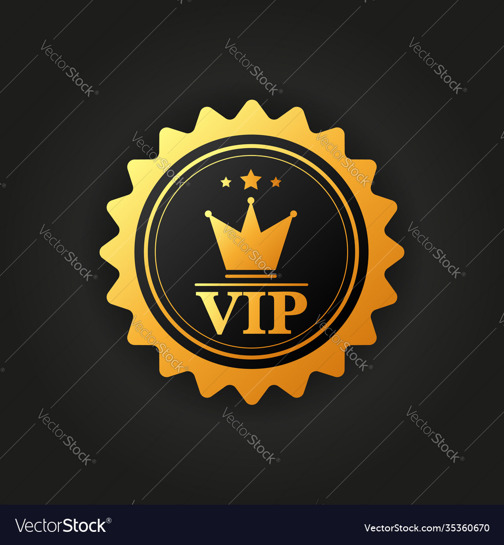 Golden symbol exclusivity label vip Royalty Free Vector