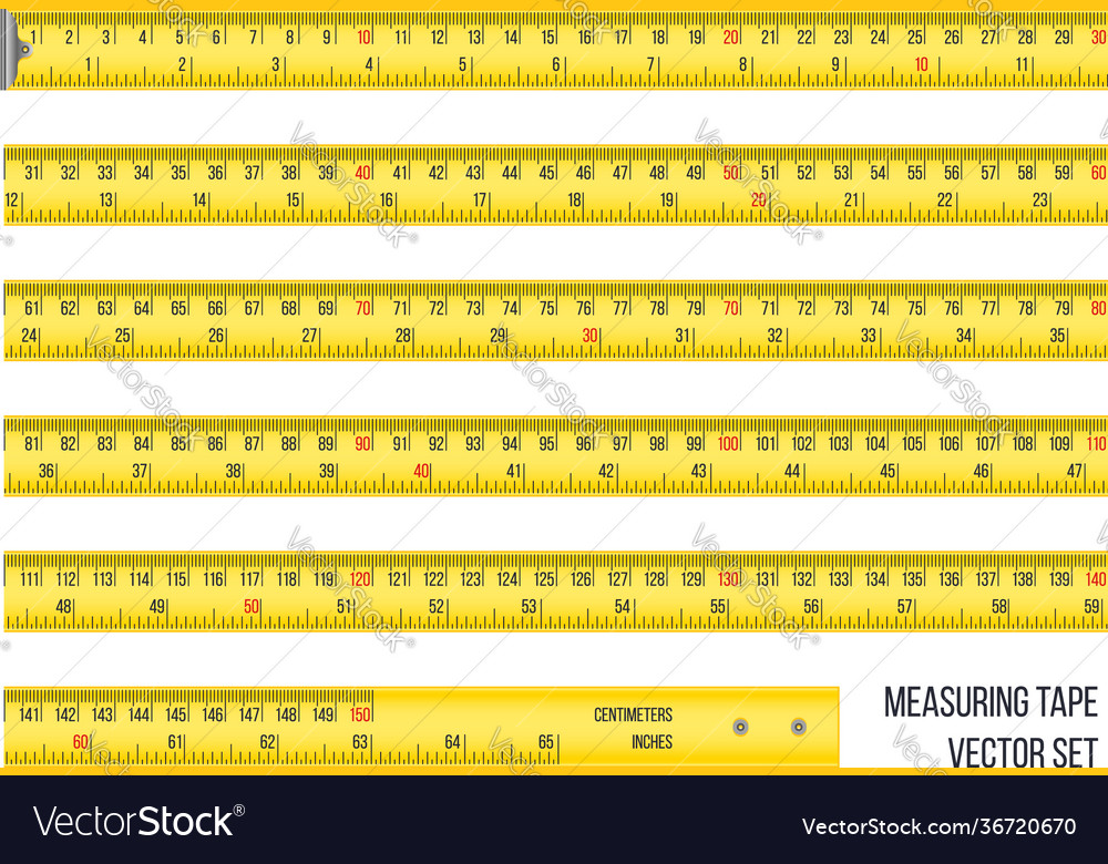 Measuring tape in centimeters and inches set Vector Image