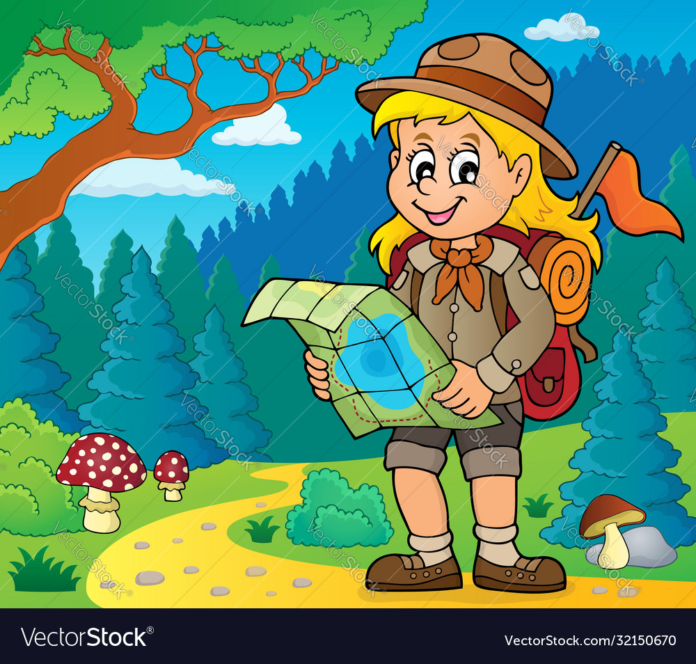 Scout girl theme image 4 Royalty Free Vector Image