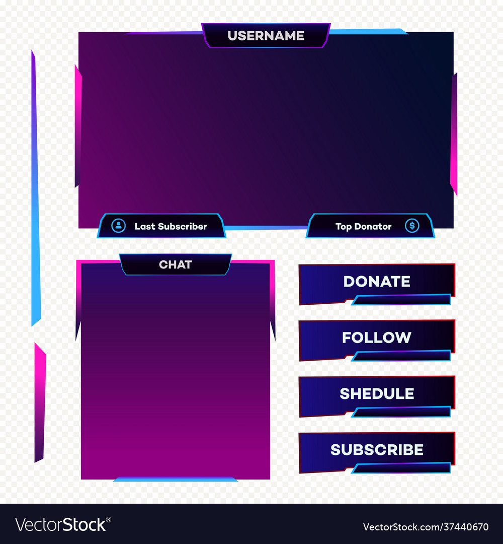 Screen panel overlay game neon theme Royalty Free Vector