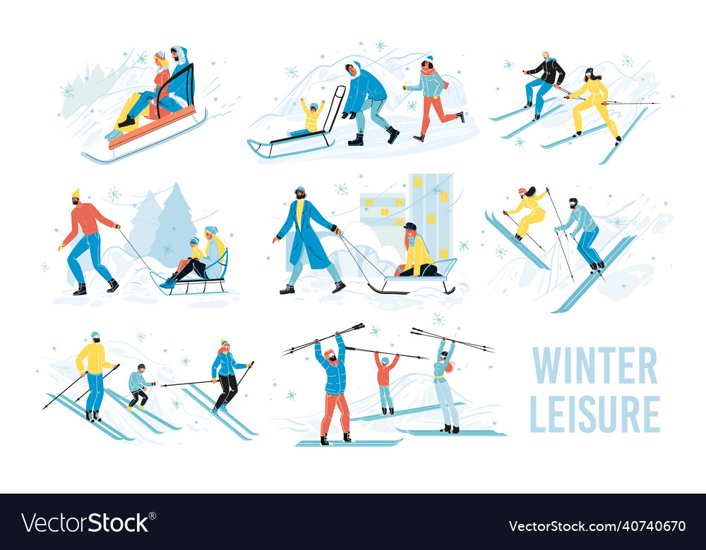 Winter leisure holiday outdoor activities Vector Image