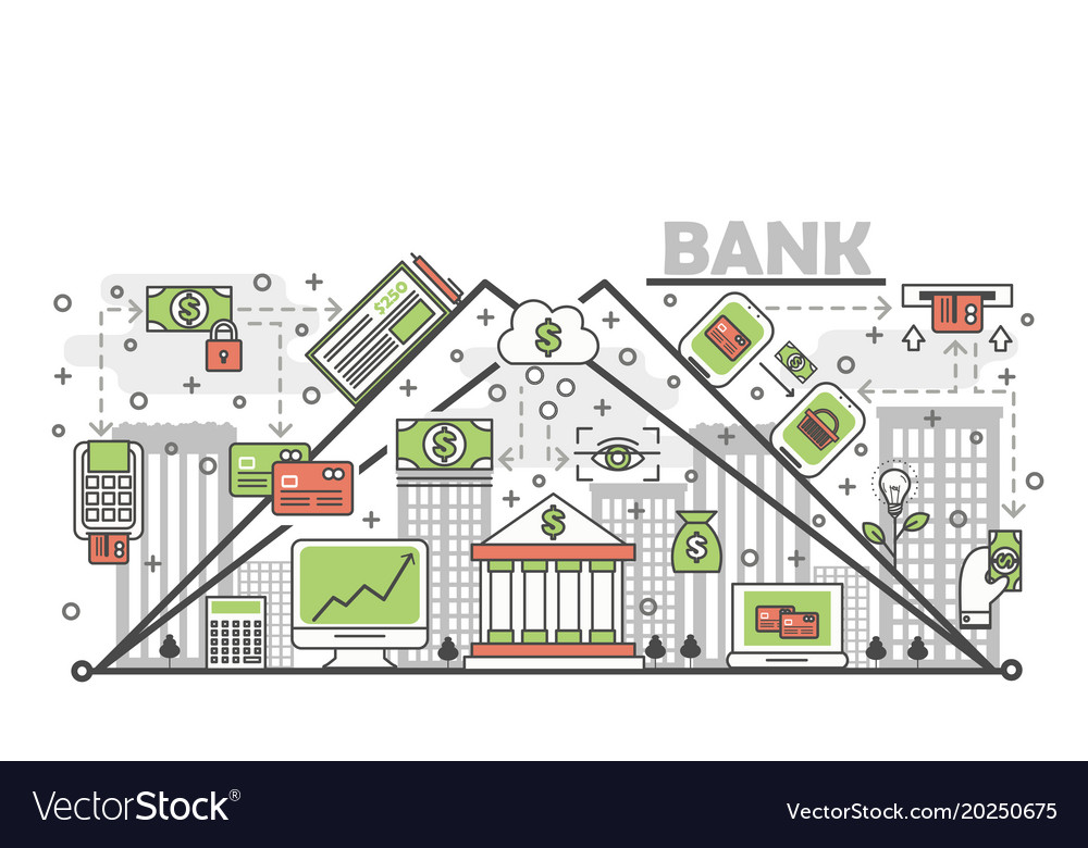 Banking concept flat line art Royalty Free Vector Image