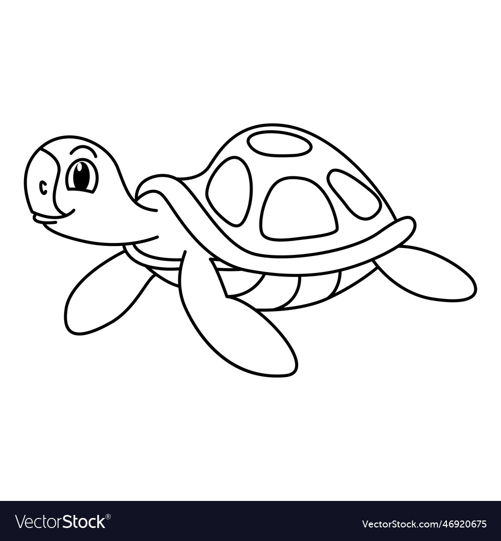 Cute turtle cartoon coloring page for Royalty Free Vector