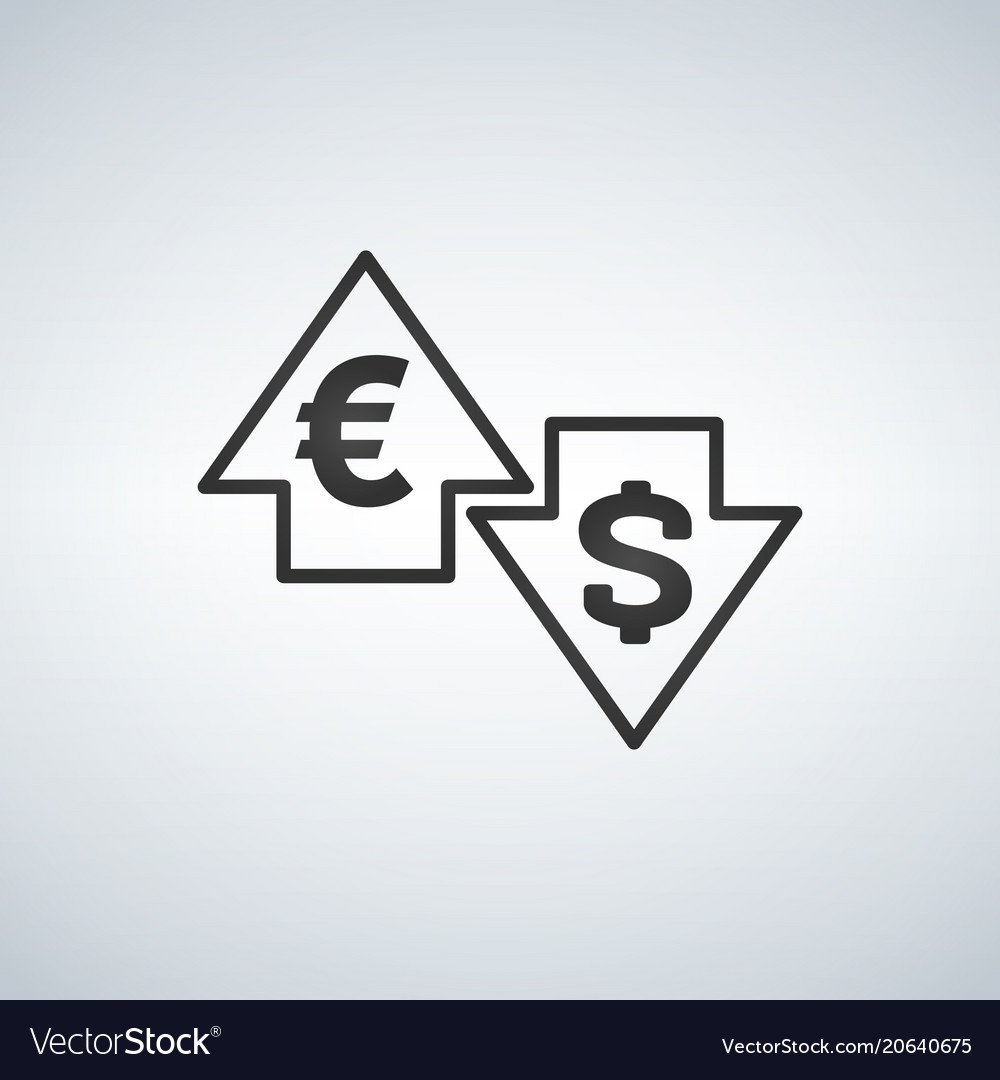 Up And Down Arrows With Dollar Euro Sign In Vector Image