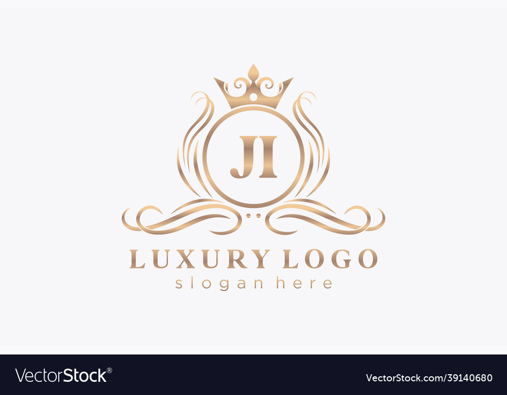 Initial ji letter royal luxury logo template Vector Image