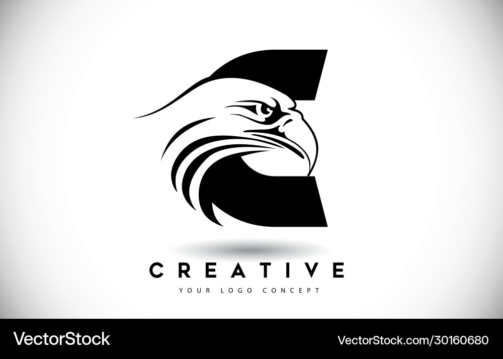 Letter c eagle logo with creative head Royalty Free Vector