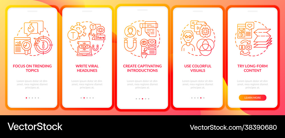 Shareable content creation tips onboarding mobile Vector Image