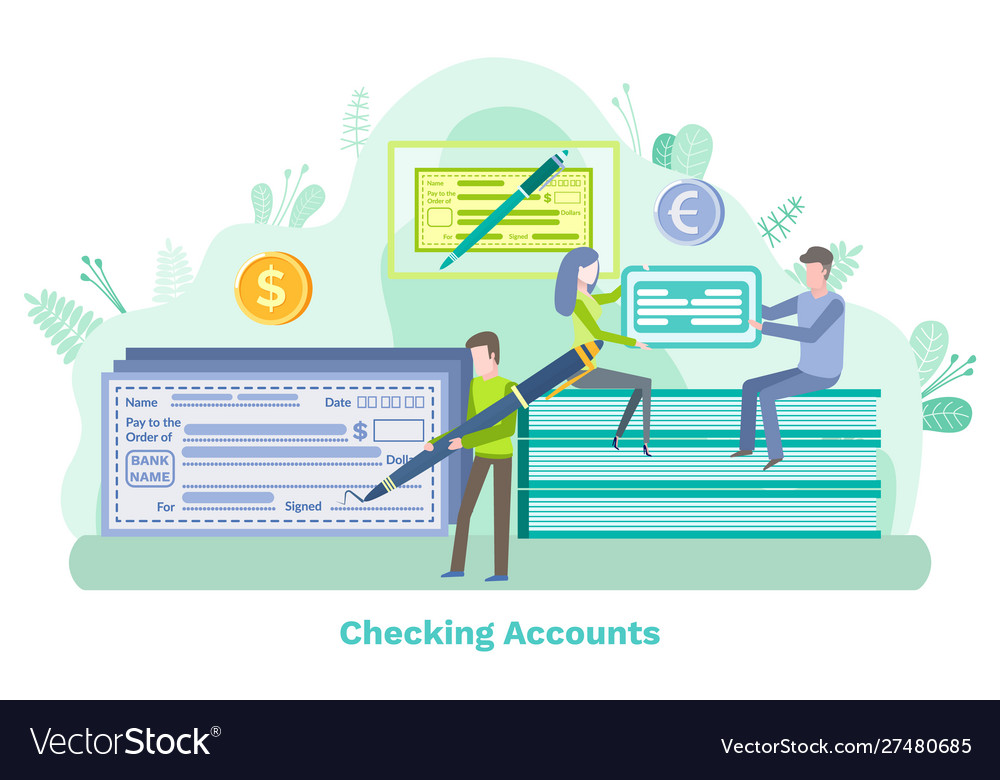 Checking account man with pen banking systems