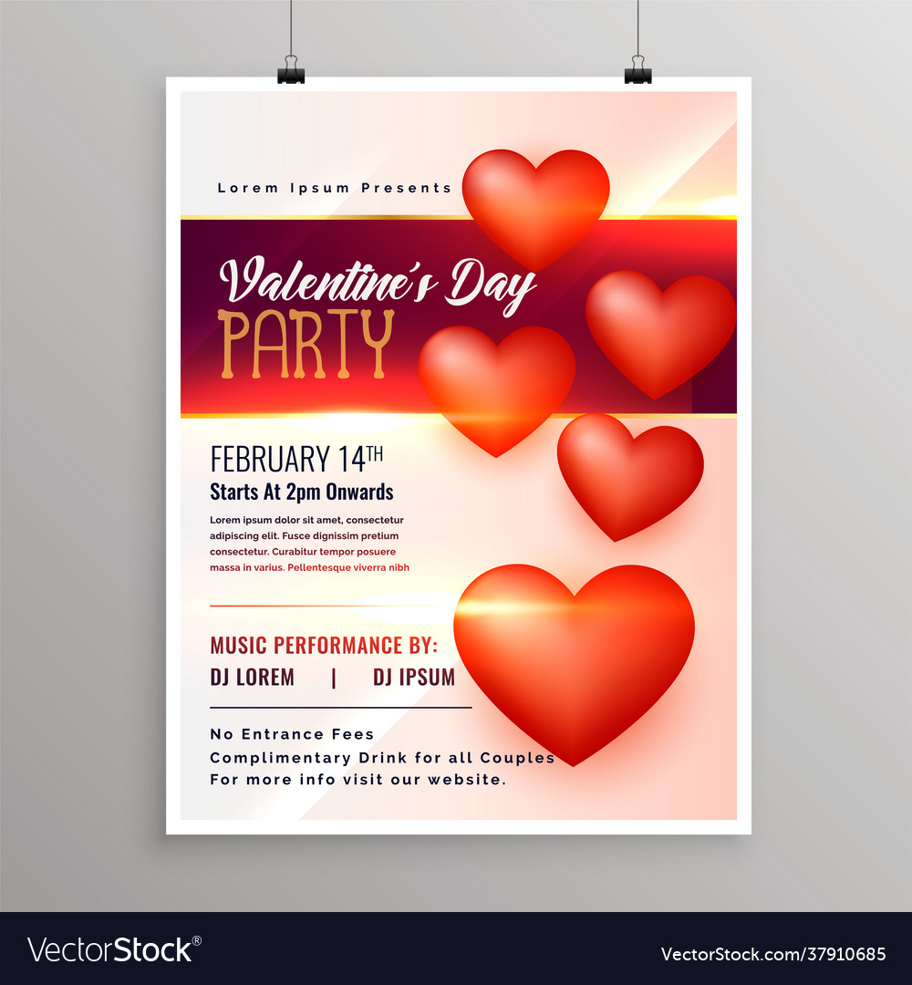 Happy valentines day event flyer design template Vector Image