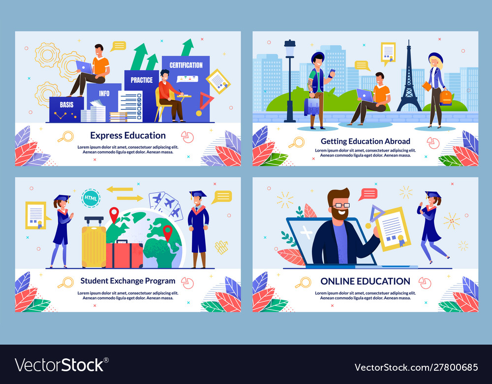 Set student exchange program Royalty Free Vector Image