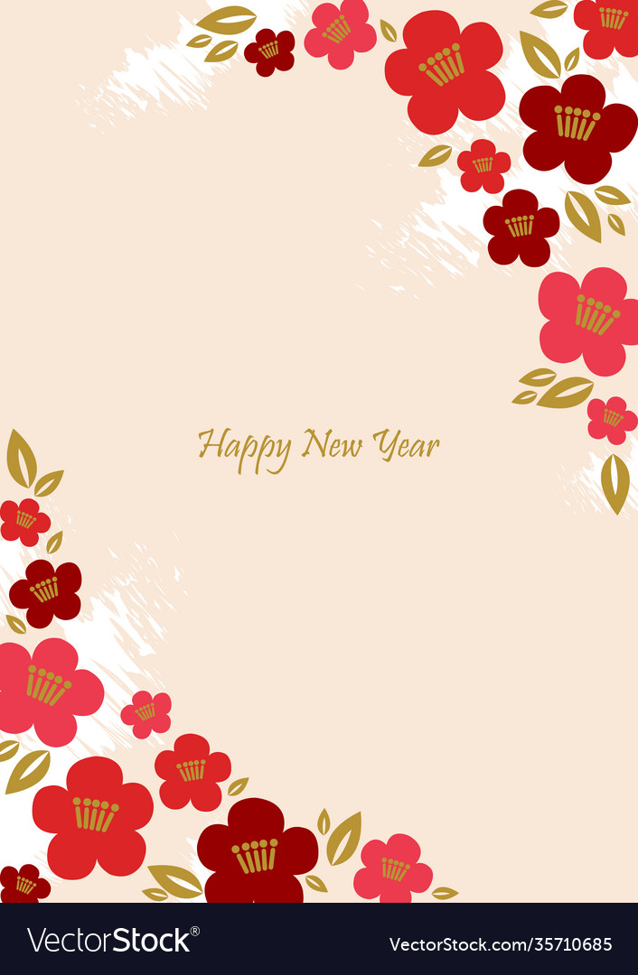 Tsubaki red flower frame for new year Royalty Free Vector