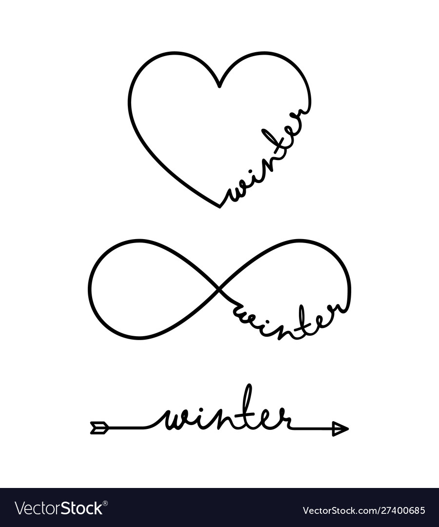 Winter - word with infinity symbol hand drawn Vector Image
