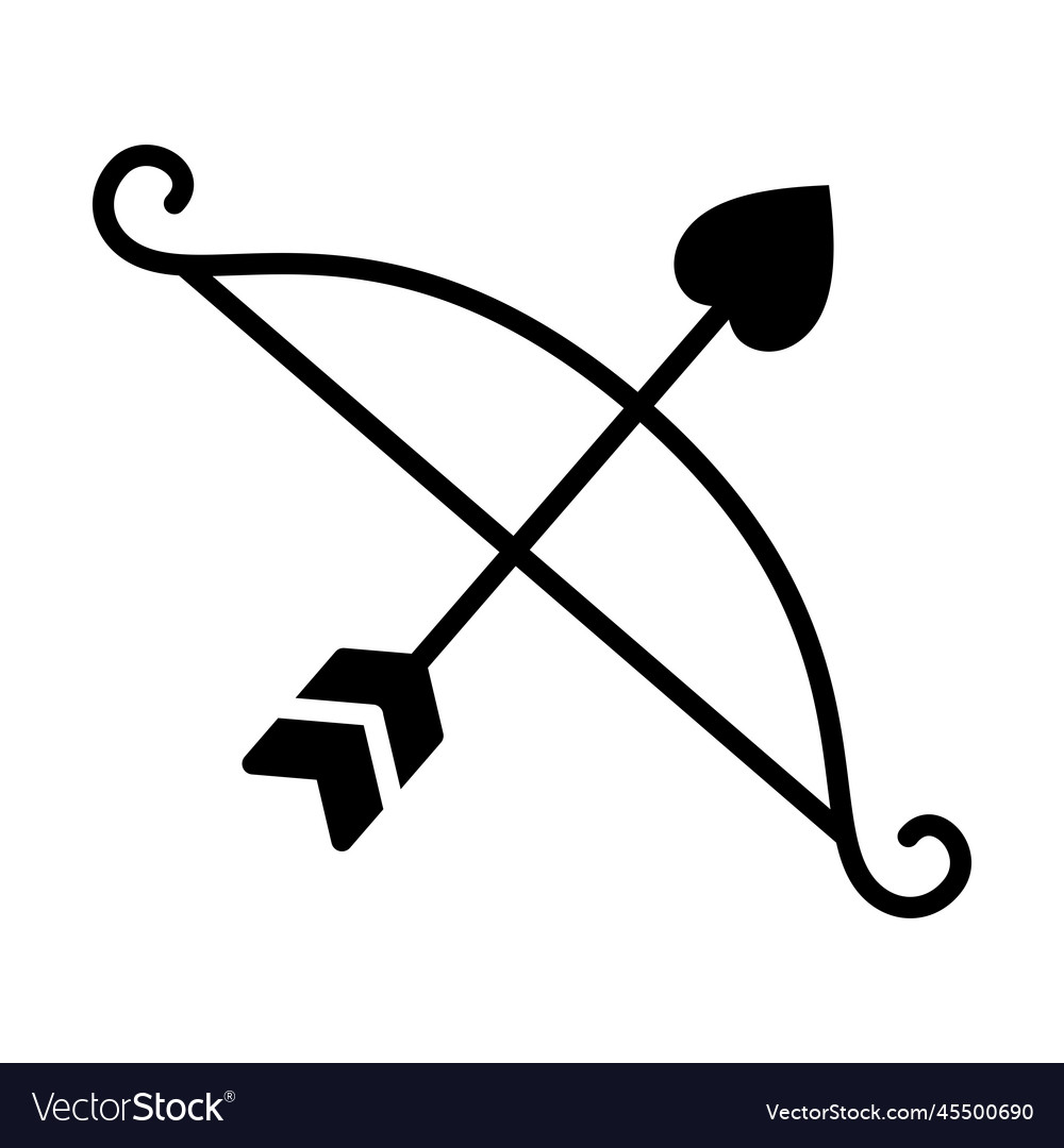 Cupid bow and arrow glyph icon valentine day Vector Image