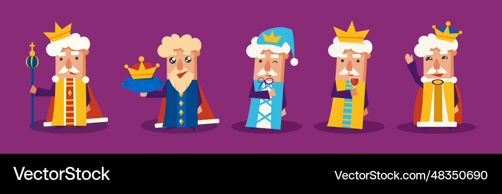 Funny king character with beard and crown engaged Vector Image