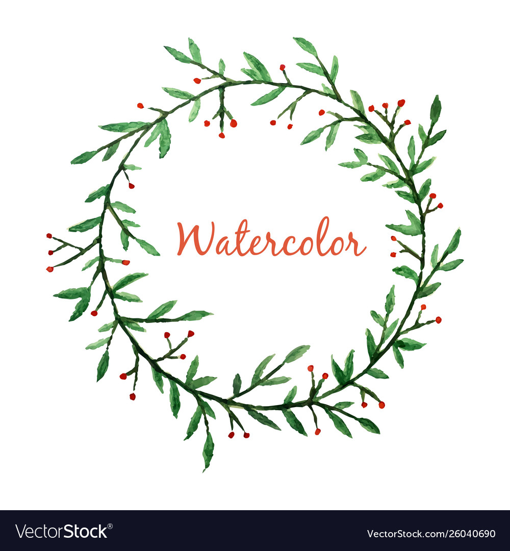 Watercolor hand drawn green floral frame vector image Watercolor hand drawn green floral frame
