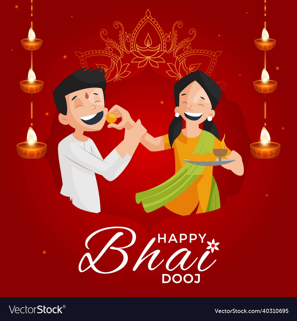 Banner design of happy bhai dooj Royalty Free Vector Image