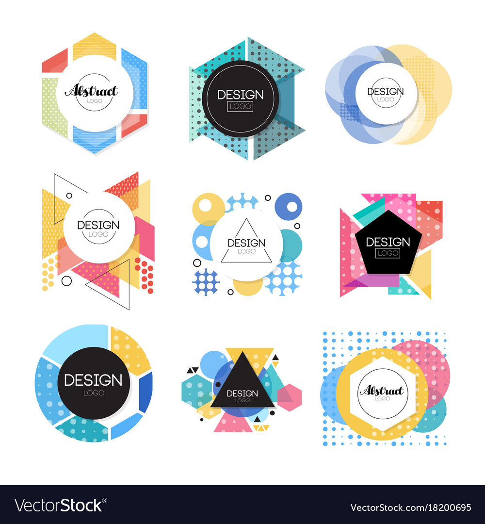 Colorful abstract design logo set geometric shape