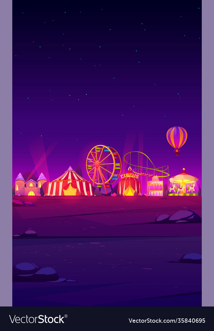 Smartphone background with night carnival funfair Vector Image