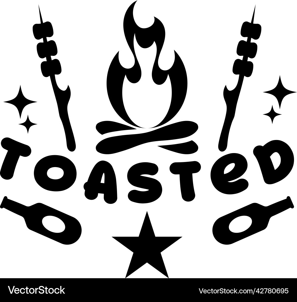 Toasted camping lettering quote Royalty Free Vector Image