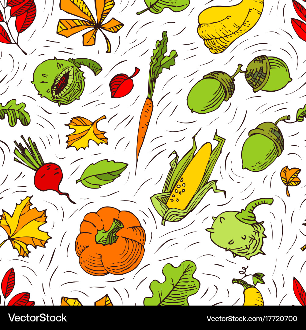 Autumn seamless pattern fall season background Vector Image