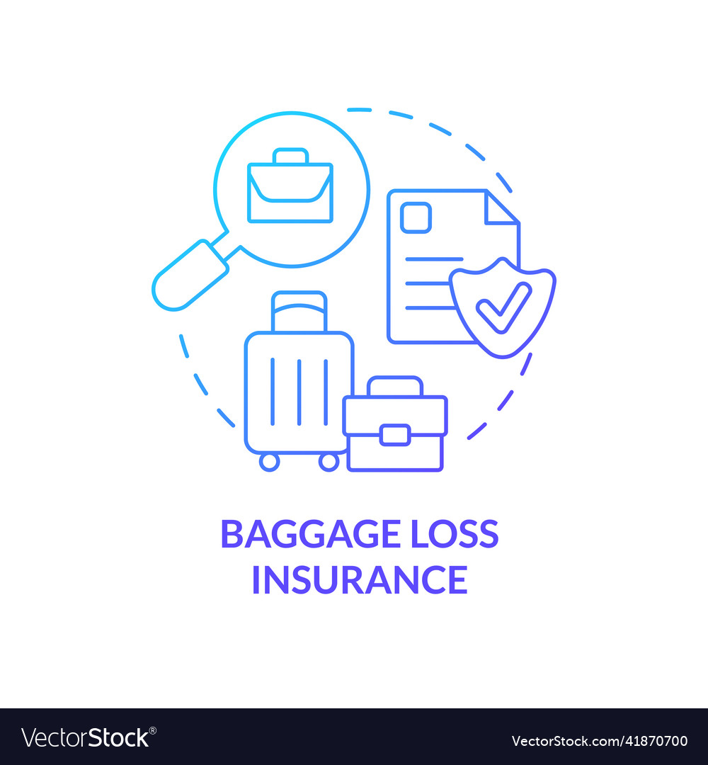 Baggage loss insurance blue gradient concept icon Vector Image