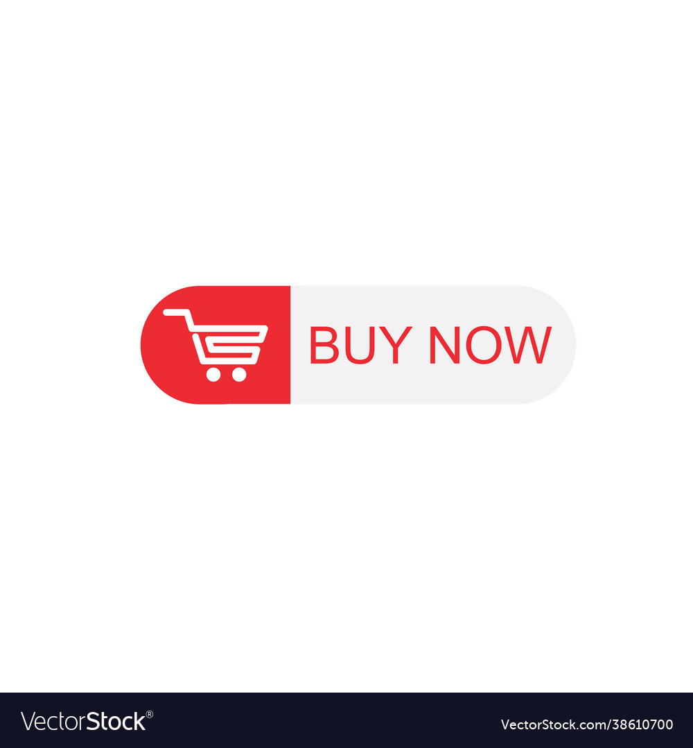 Buy now button red with shopping Royalty Free Vector Image