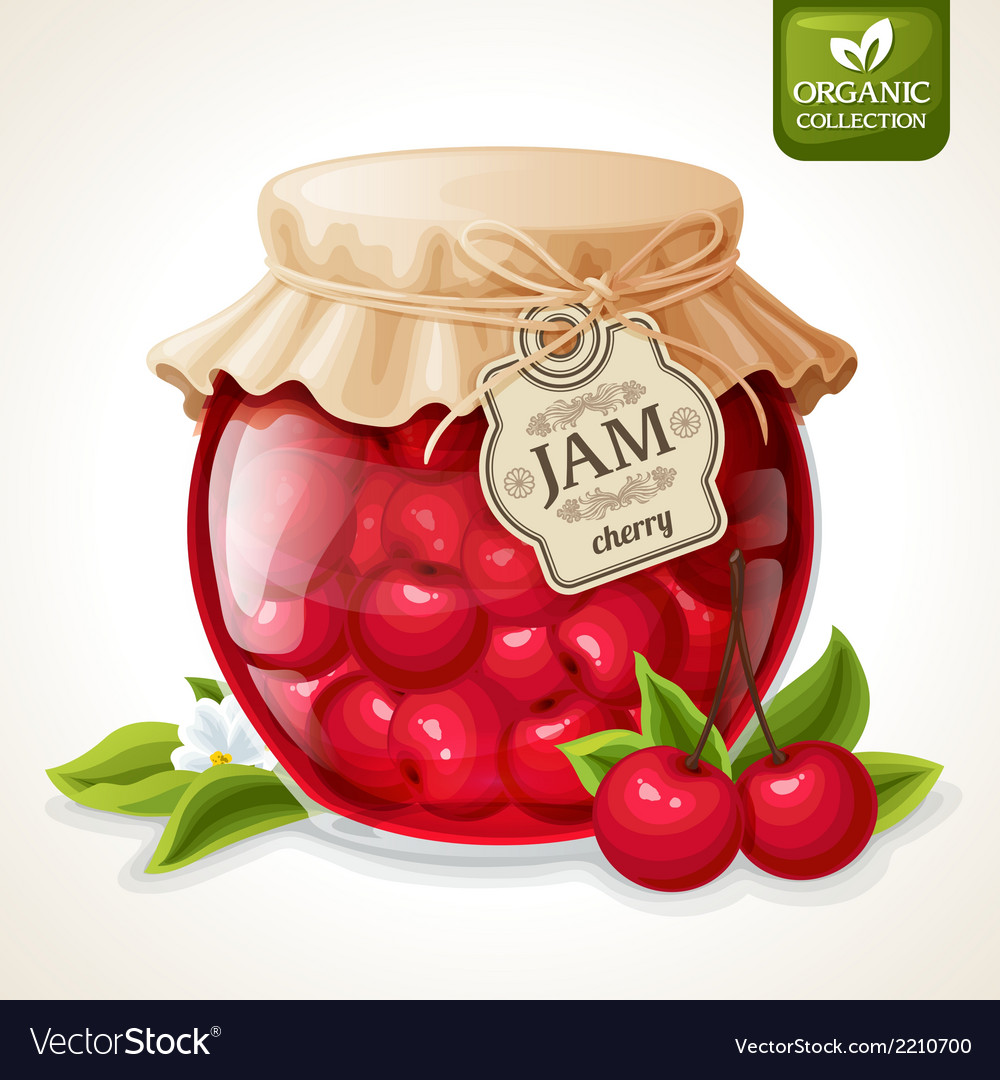 Cherry jam jar Royalty Free Vector Image - VectorStock