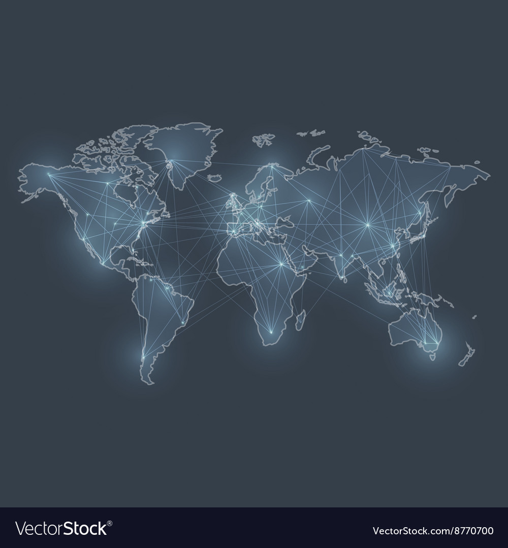 Communications network map Royalty Free Vector Image